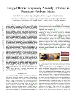 Energy-Efficient Respiratory Anomaly Detection in Premature Newborn
  Infants