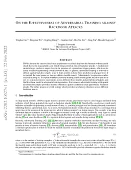 On the Effectiveness of Adversarial Training against Backdoor Attacks