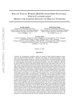 Bag of Visual Words (BoVW) with Deep Features -- Patch Classification
  Model for Limited Dataset of Breast Tumours