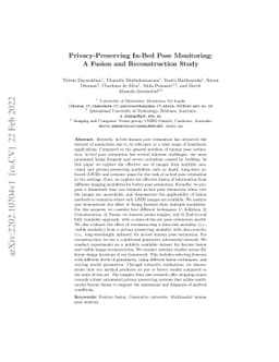 Privacy-Preserving In-Bed Pose Monitoring: A Fusion and Reconstruction
  Study
