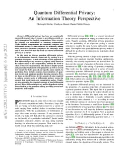 Quantum Differential Privacy: An Information Theory Perspective