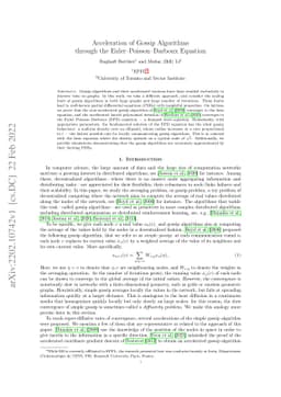 Acceleration of Gossip Algorithms through the Euler-Poisson-Darboux
  Equation