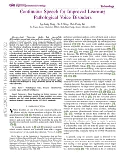 Continuous Speech for Improved Learning Pathological Voice Disorders