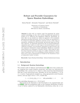 Robust and Provable Guarantees for Sparse Random Embeddings