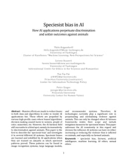 Speciesist bias in AI -- How AI applications perpetuate discrimination
  and unfair outcomes against animals