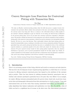 Convex Surrogate Loss Functions for Contextual Pricing with Transaction
  Data