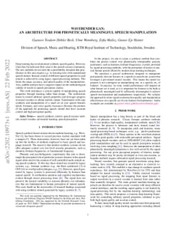 Wavebender GAN: An architecture for phonetically meaningful speech
  manipulation
