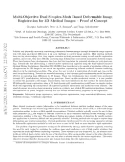 Multi-Objective Dual Simplex-Mesh Based Deformable Image Registration
  for 3D Medical Images -- Proof of Concept
