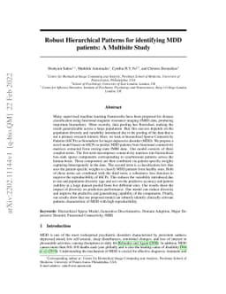 Robust Hierarchical Patterns for identifying MDD patients: A Multisite
  Study