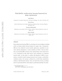 Multi-fidelity reinforcement learning framework for shape optimization