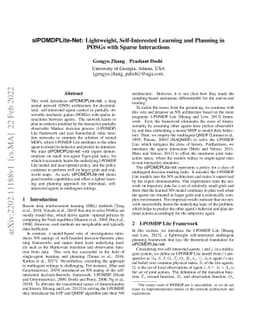 SIPOMDPLite-Net: Lightweight, Self-Interested Learning and Planning in
  POSGs with Sparse Interactions
