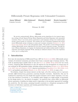 Differentially Private Regression with Unbounded Covariates