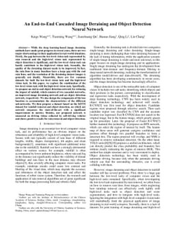 An End-to-End Cascaded Image Deraining and Object Detection Neural
  Network
