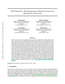 LPF-Defense: 3D Adversarial Defense based on Frequency Analysis