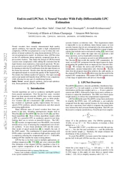 End-to-end LPCNet: A Neural Vocoder With Fully-Differentiable LPC
  Estimation
