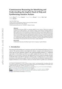 Commonsense Reasoning for Identifying and Understanding the Implicit
  Need of Help and Synthesizing Assistive Actions