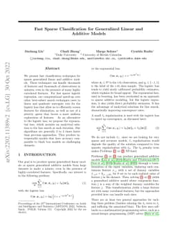 Fast Sparse Classification for Generalized Linear and Additive Models
