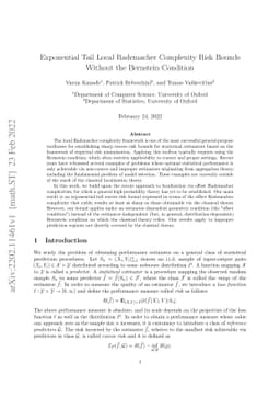 Exponential Tail Local Rademacher Complexity Risk Bounds Without the
  Bernstein Condition