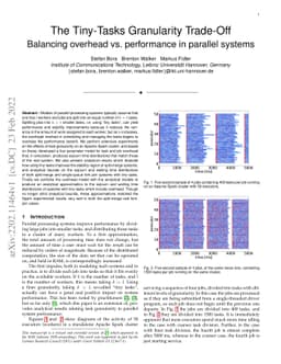 The Tiny-Tasks Granularity Trade-Off: Balancing overhead vs. performance
  in parallel systems