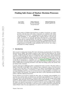 Finding Safe Zones of policies Markov Decision Processes
