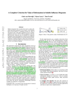 A Complete Criterion for Value of Information in Soluble Influence
  Diagrams