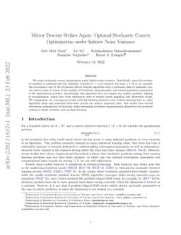 Mirror Descent Strikes Again: Optimal Stochastic Convex Optimization
  under Infinite Noise Variance