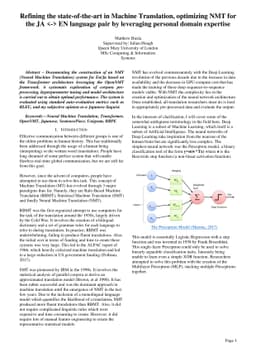 Refining the state-of-the-art in Machine Translation, optimizing NMT for
  the JA <-> EN language pair by leveraging personal domain expertise