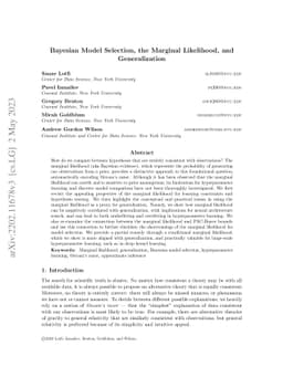 Bayesian Model Selection, the Marginal Likelihood, and Generalization