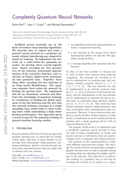 Completely Quantum Neural Networks