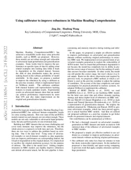 Using calibrator to improve robustness in Machine Reading Comprehension