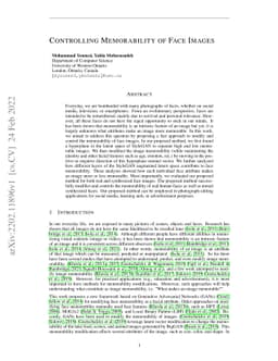 Controlling Memorability of Face Images