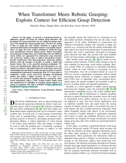 When Transformer Meets Robotic Grasping: Exploits Context for Efficient
  Grasp Detection