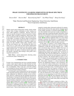 Phase Continuity: Learning Derivatives of Phase Spectrum for Speech
  Enhancement