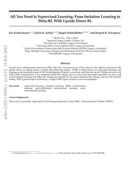 All You Need Is Supervised Learning: From Imitation Learning to Meta-RL
  With Upside Down RL