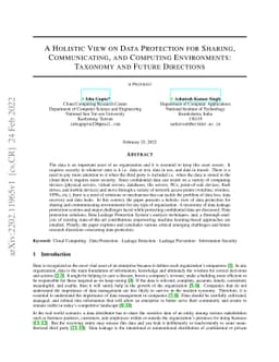 A Holistic View on Data Protection for Sharing, Communicating, and
  Computing Environments: Taxonomy and Future Directions