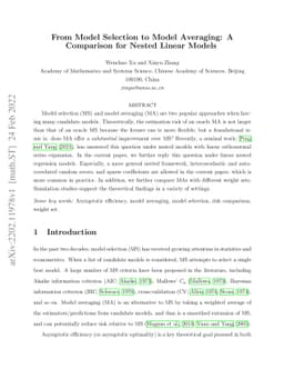 From Model Selection to Model Averaging: A Comparison for Nested Linear
  Models