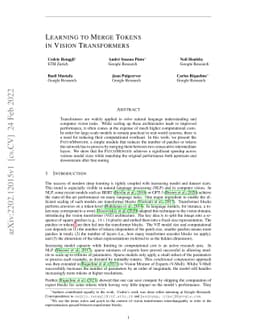 Learning to Merge Tokens in Vision Transformers