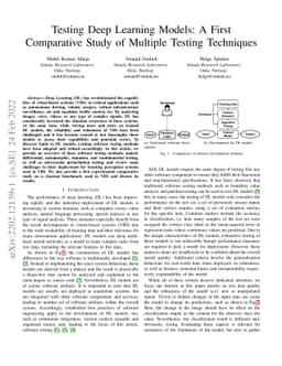 Testing Deep Learning Models: A First Comparative Study of Multiple
  Testing Techniques