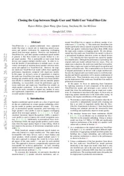 Closing the Gap between Single-User and Multi-User VoiceFilter-Lite