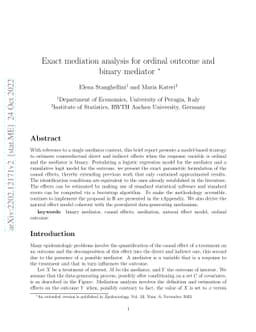 Exact mediation analysis for ordinal outcome and binary mediator