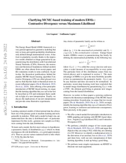 Clarifying MCMC-based training of modern EBMs : Contrastive Divergence
  versus Maximum Likelihood