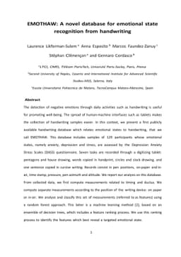 EMOTHAW: A novel database for emotional state recognition from
  handwriting