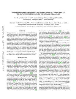 Towards Low-distortion Multi-channel Speech Enhancement: The ESPNet-SE
  Submission to The L3DAS22 Challenge