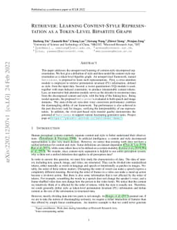 Retriever: Learning Content-Style Representation as a Token-Level
  Bipartite Graph