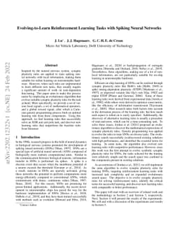 Evolving-to-Learn Reinforcement Learning Tasks with Spiking Neural
  Networks