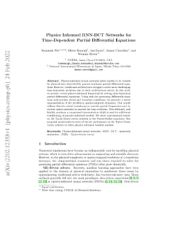 Physics Informed RNN-DCT Networks for Time-Dependent Partial
  Differential Equations
