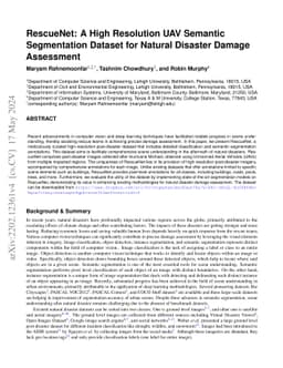 RescueNet: A High Resolution UAV Semantic Segmentation Benchmark Dataset
  for Natural Disaster Damage Assessment