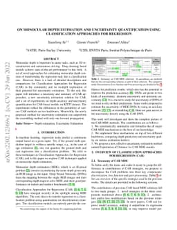 On Monocular Depth Estimation and Uncertainty Quantification using
  Classification Approaches for Regression