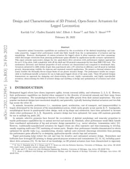 Design and Characterization of 3D Printed, Open-Source Actuators for
  Legged Locomotion