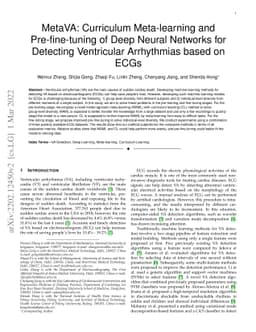 MetaVA: Curriculum Meta-learning and Pre-fine-tuning of Deep Neural
  Networks for Detecting Ventricular Arrhythmias based on ECGs